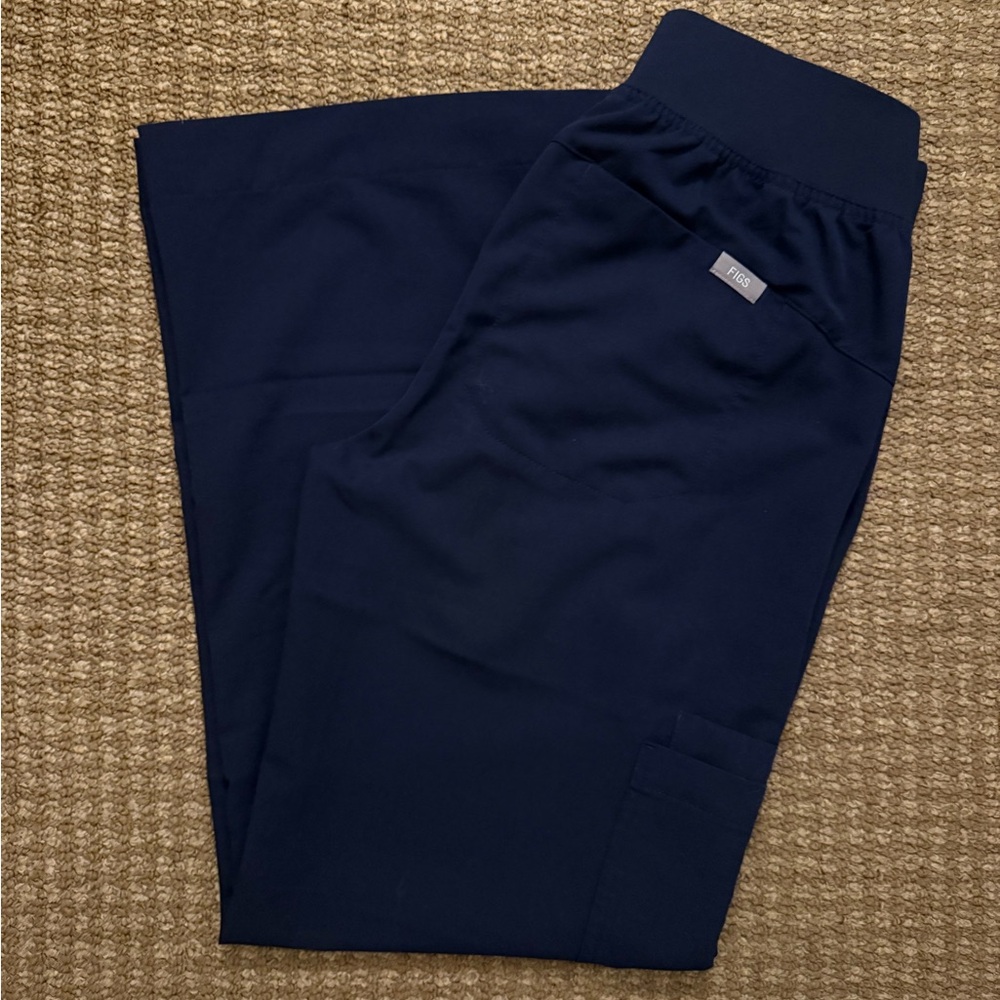 FIGS High Waisted Isabel Wide Leg Scrub Pants XSP navy